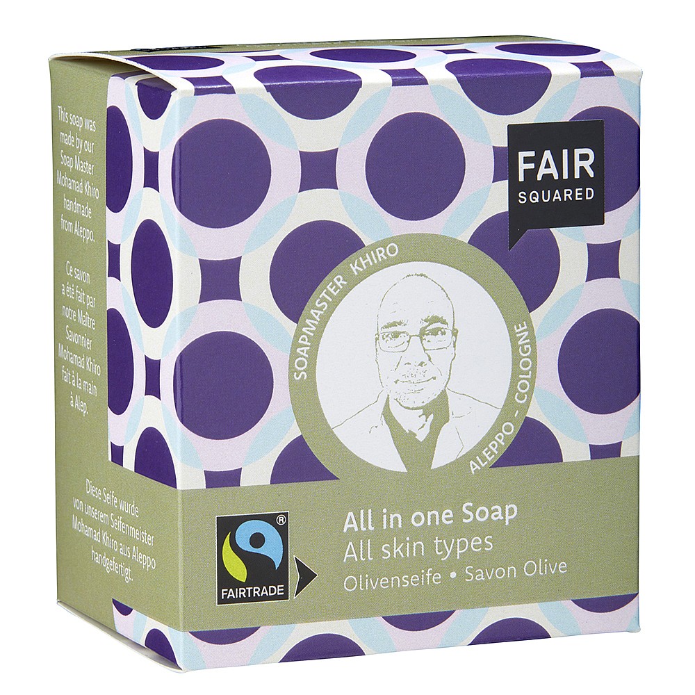 FAIR SQUARED All in One Soap (Olive) -All Skin Types (includes Cotton Soap Bag) 2 X 80g