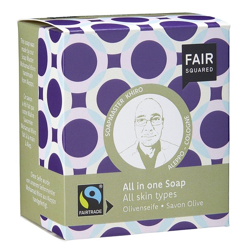 [FSQ_104_V1] FAIR SQUARED All in One Soap (Olive) -All Skin Types (includes Cotton Soap Bag) 2 X 80g